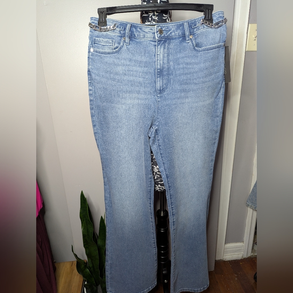Classic Blue Women's Jeans KARL LAGERFELD w/ Chain Detail
